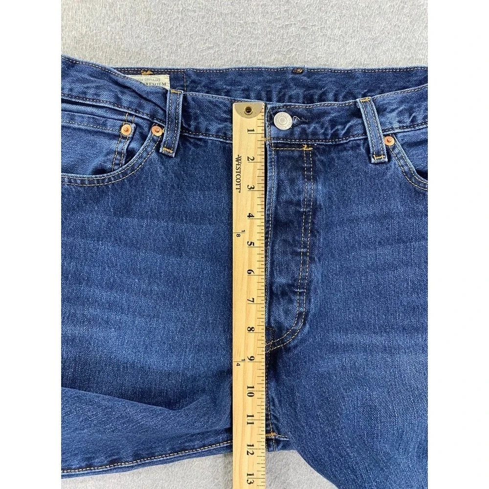 Levis 501 Jeans Mens 36x36 (34x33.5)‎ Blue Denim Straight Button Premium Big E